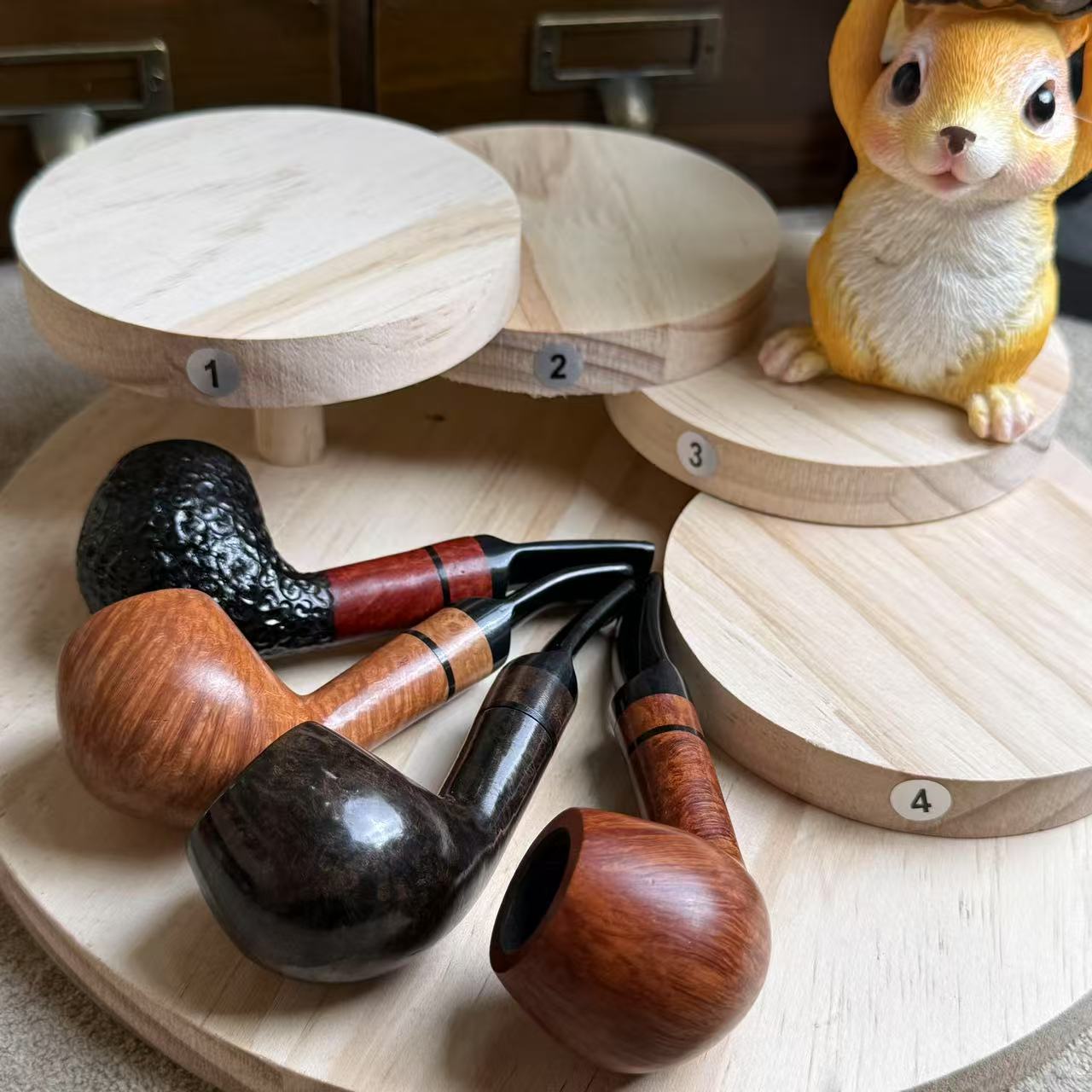 石楠木烟斗中号叼斗多色可选择9mm孔道带配件