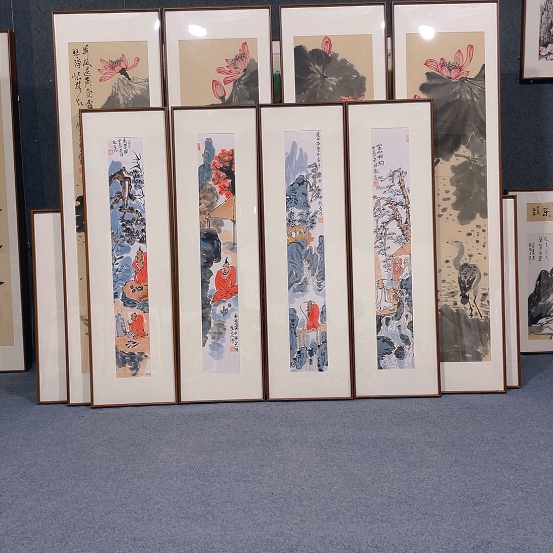 国画手绘作品带框