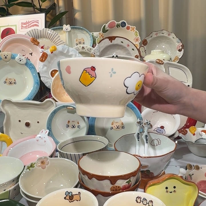 陶瓷苹果兔米饭碗1个装