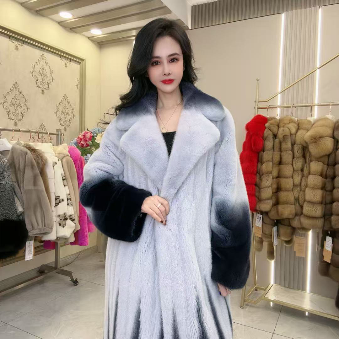 25191水貂冬季女士新款高端时尚皮草大衣外套CZH-衣长130cm