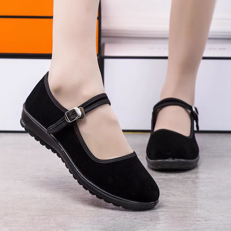 布鞋女非图片款直播间选款黑色软底工作鞋系带防滑舒适百搭妈妈鞋