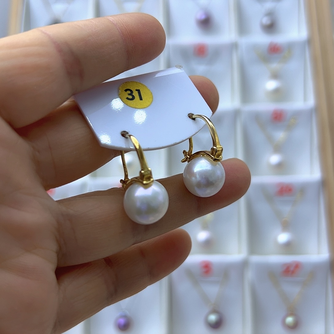 淡水珍珠银S925镶嵌耳饰