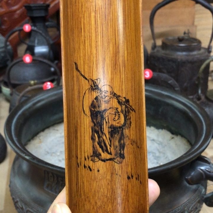 纯手绘一斑竹茶则