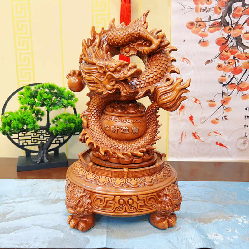 （招财进宝）祥龙中式家居客厅玄关高档装饰摆件（长18*22*32cm）XDH