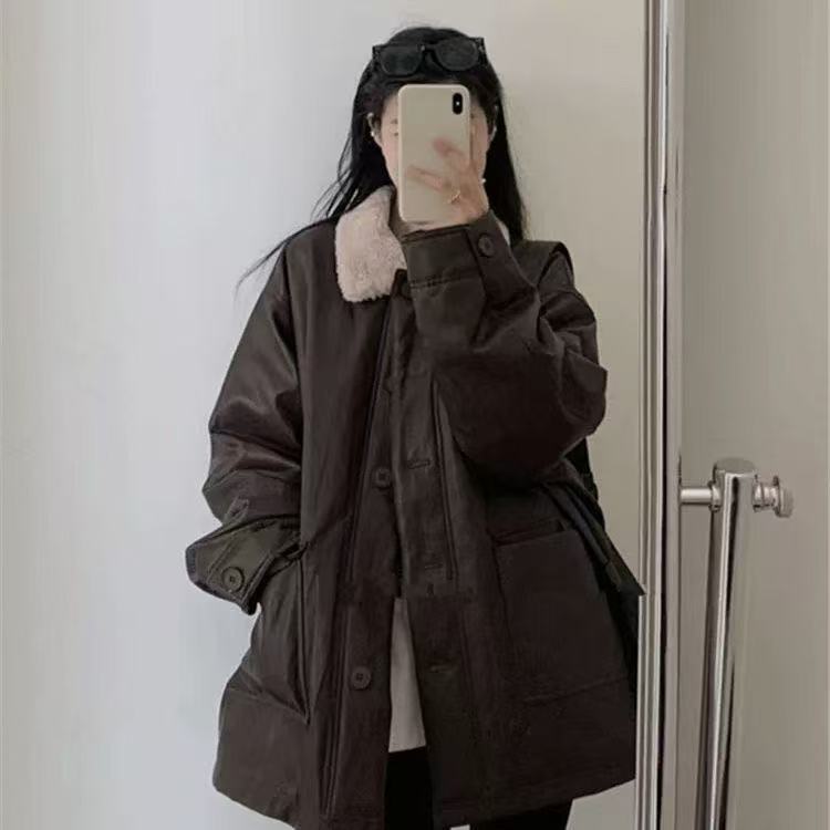 厚款欧美风宽松型冬季做旧皮衣宽松显瘦ins【C区】3671 后门角