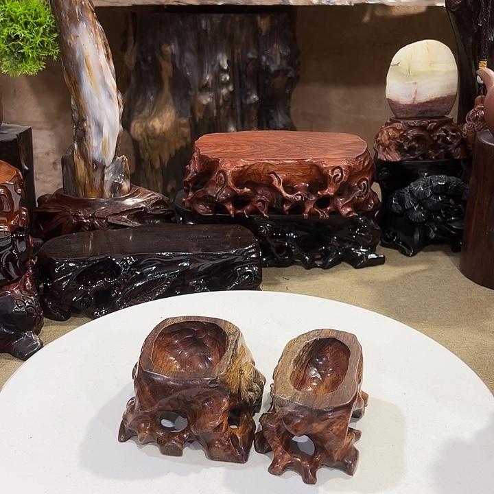 青***车木小花梨木免挖槽底座两个