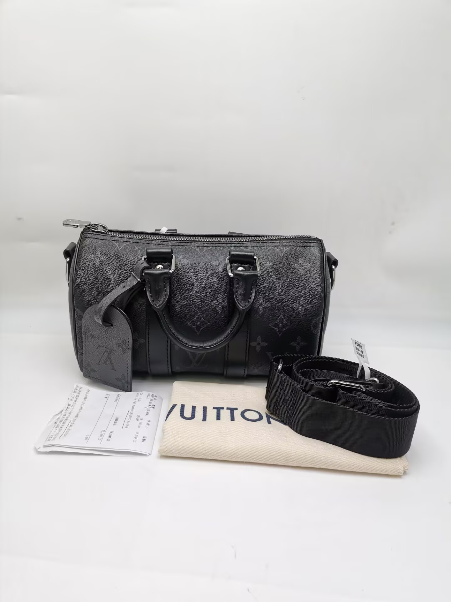 99新 LouisVuitton/路易威登 99新17614 黑老花Keepall 25邮差包