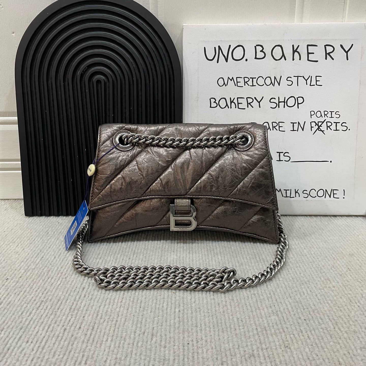 95新 Balenciaga/巴黎世家 古铜色crush小号链条沙漏包 