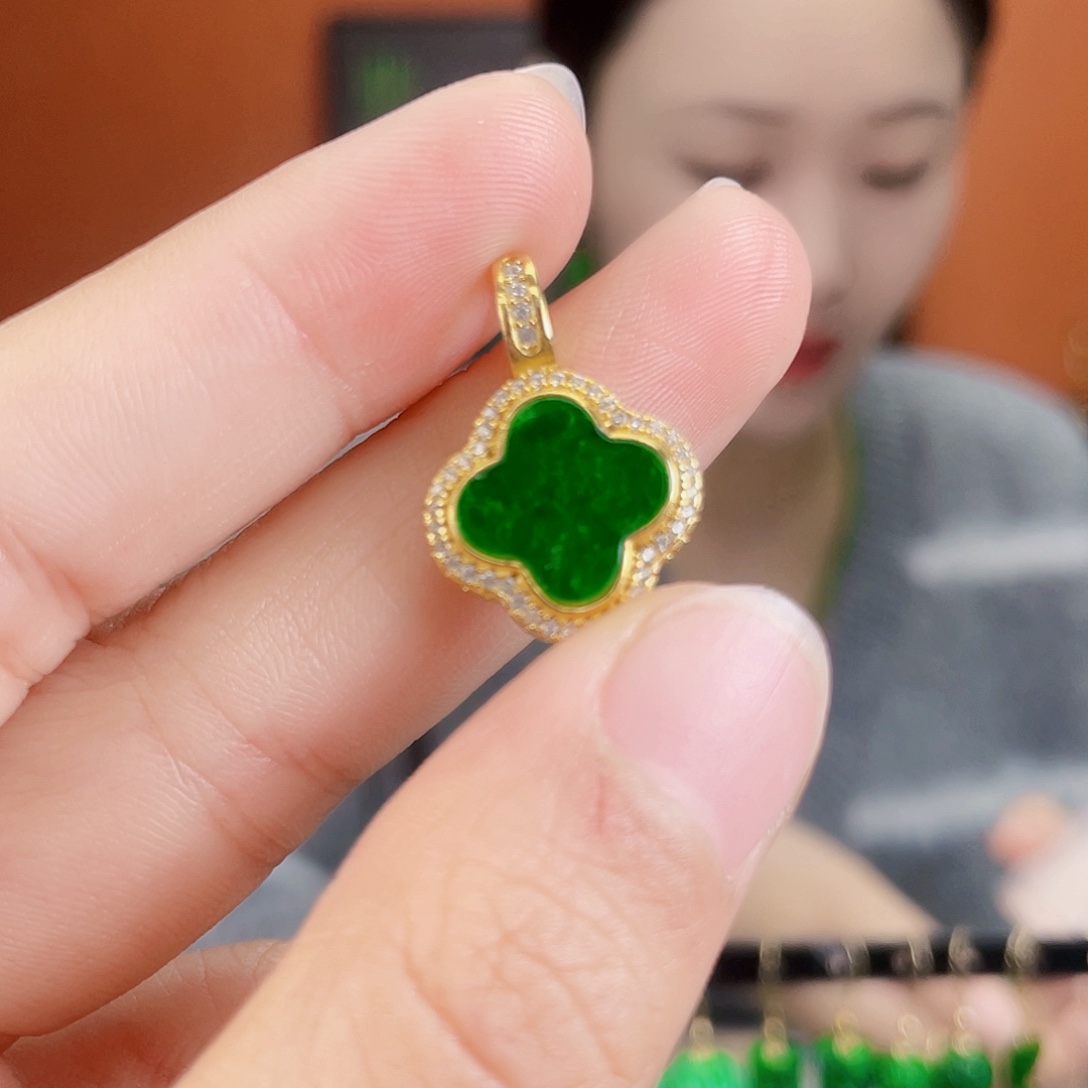 翡翠银S925镶嵌耳饰