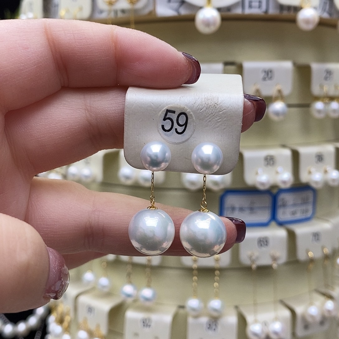 淡水珍珠耳饰18K金镶嵌