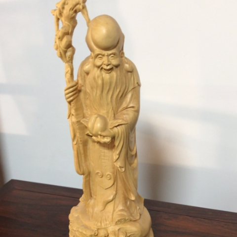 黄杨木整料雕刻寿星