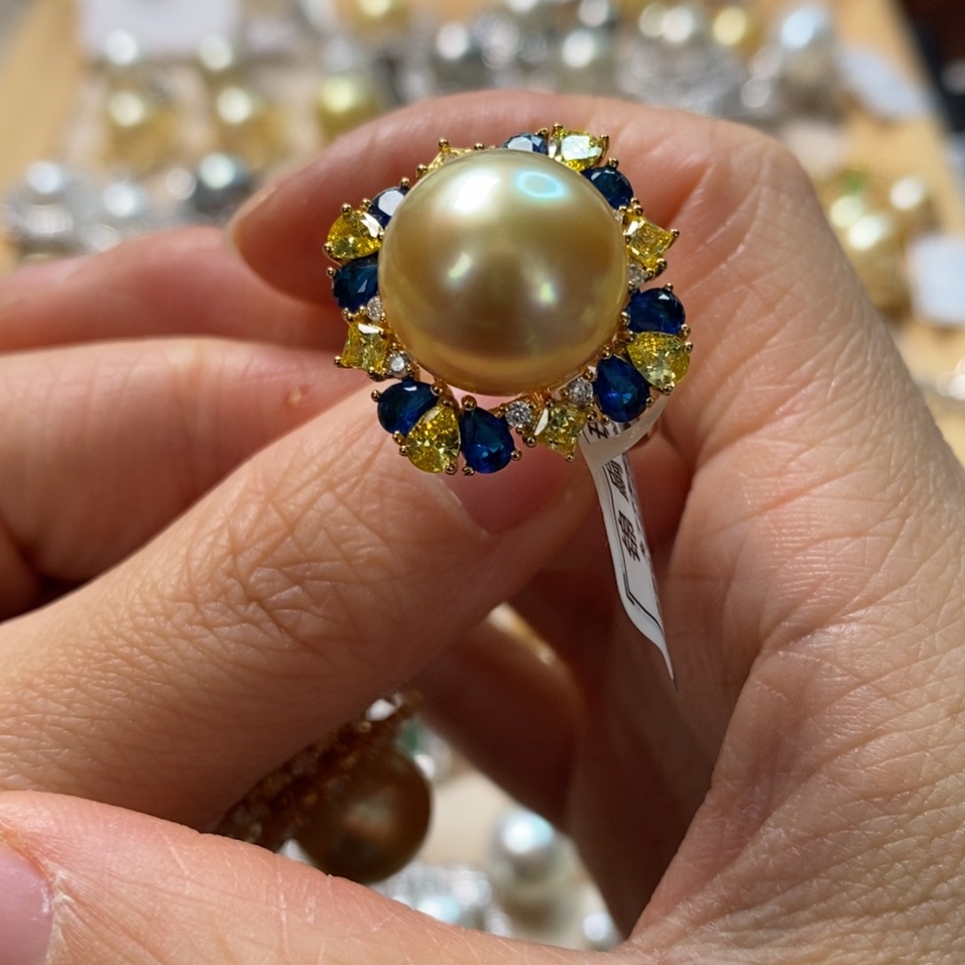 海水珍珠戒圈银S925镶嵌