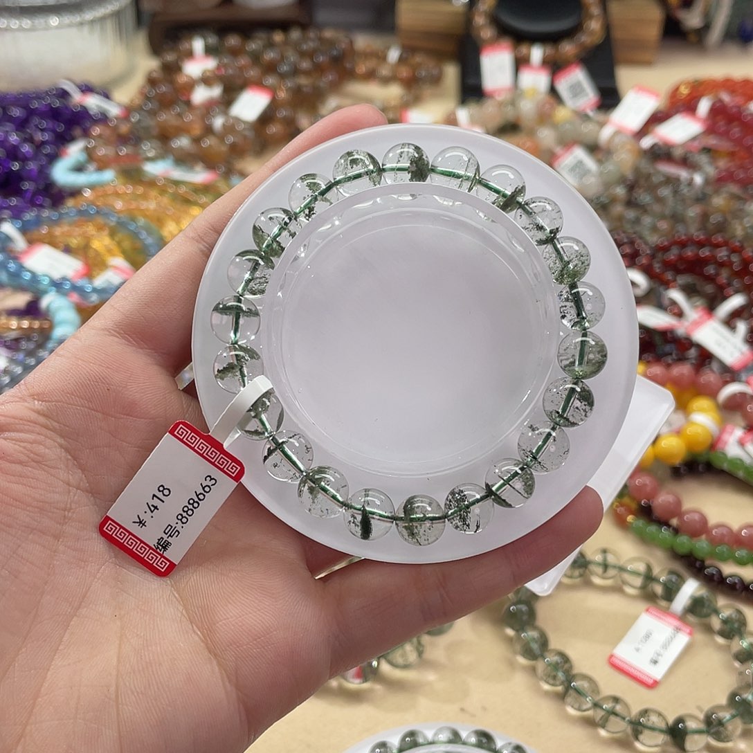 水晶手链未镶嵌吃****精绿幽灵8.6mm