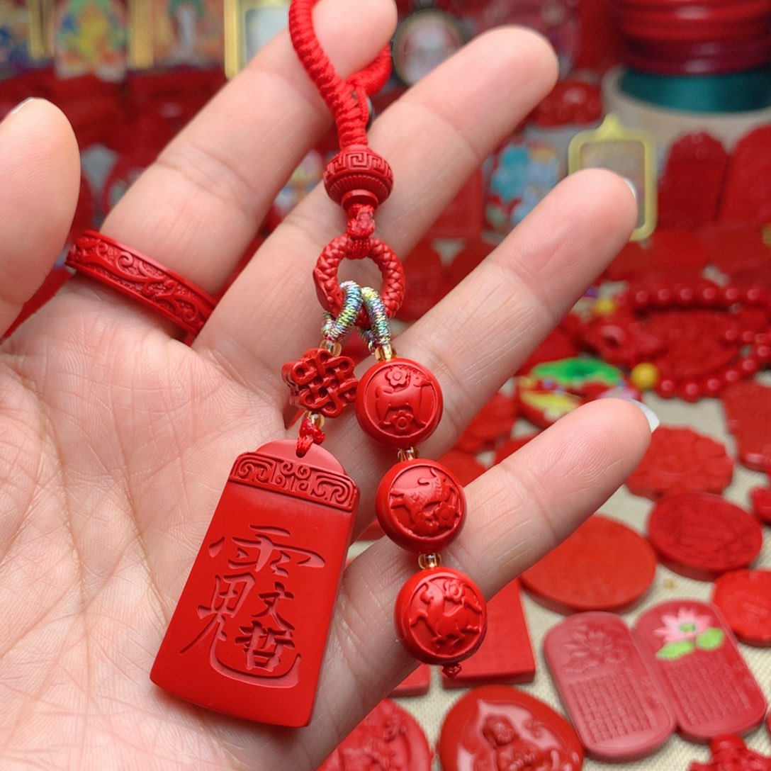 天然辰砂工艺品朱砂钥匙扣