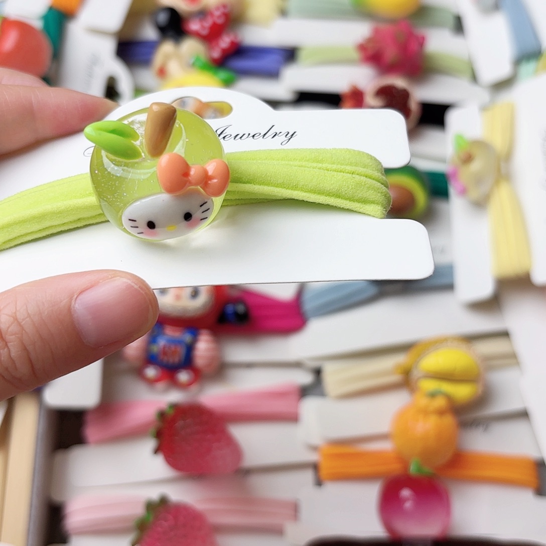 布艺铁合金绿色夜光苹果发绳