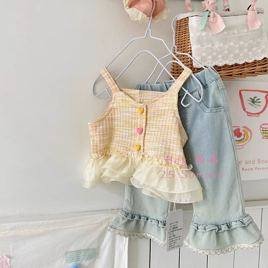 Hey萌*家微瑕款儿童个性花边复古七分裤