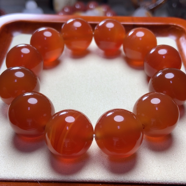 玛瑙/玉髓手串未镶嵌酒红糖心玛瑙