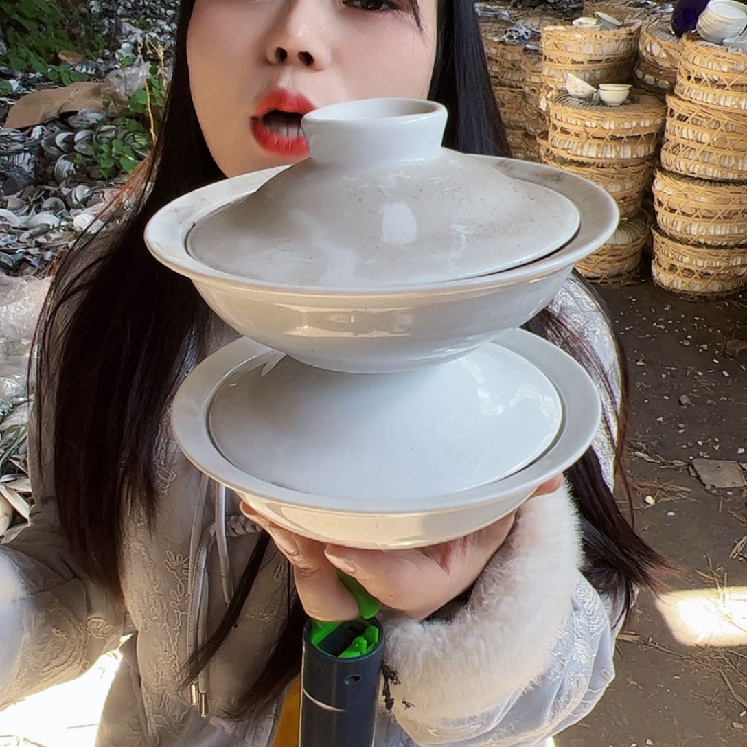 摆件瓷景德镇陶瓷6寸和合器2个
