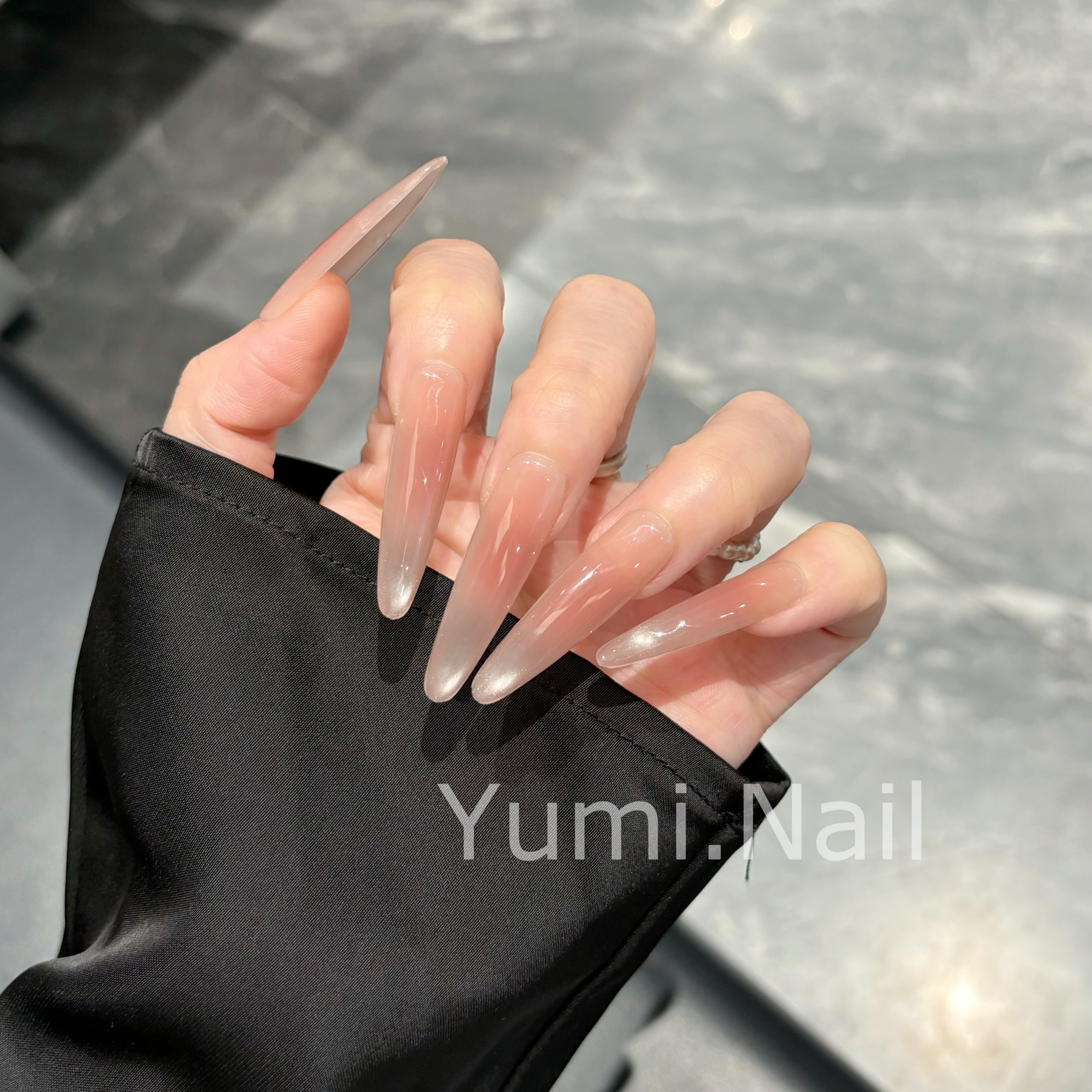 【白月光】柚米穿戴甲 裸色腮红渐变猫眼 温柔纯欲穿戴甲