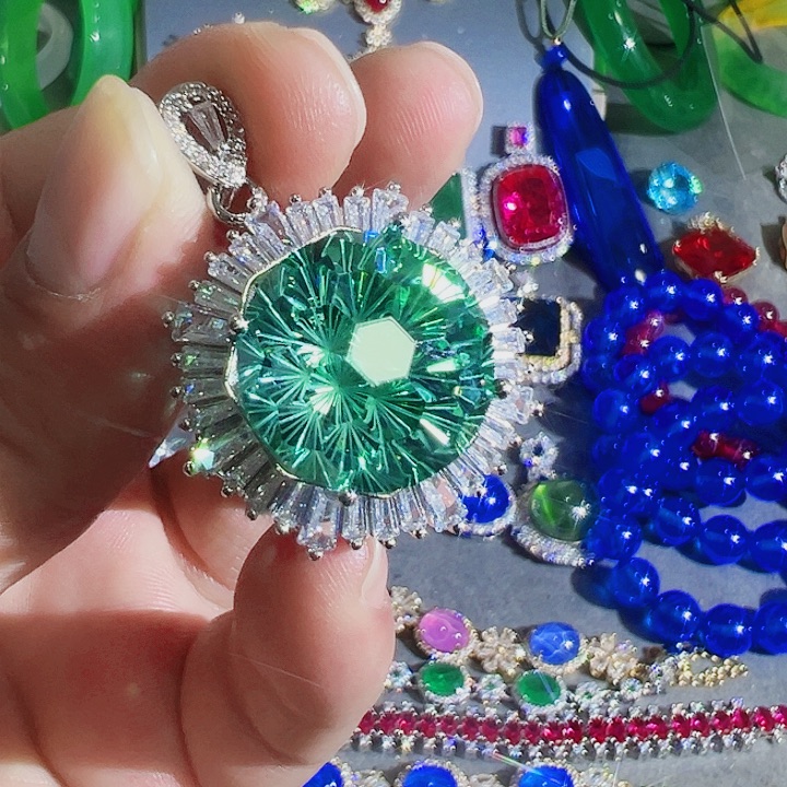 钨金红色蓝色满钻镶嵌