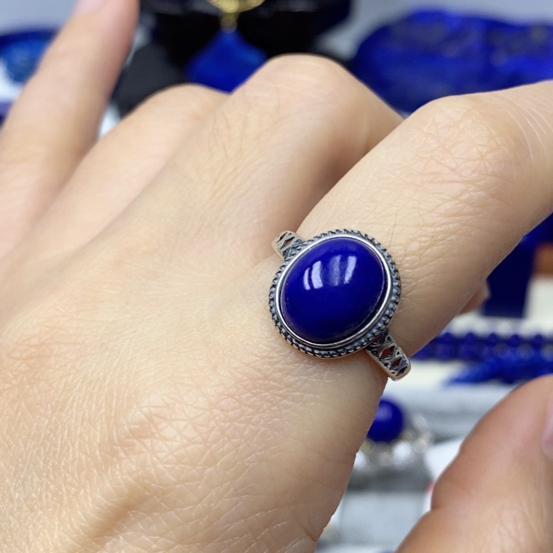 青金石戒指银S925镶嵌