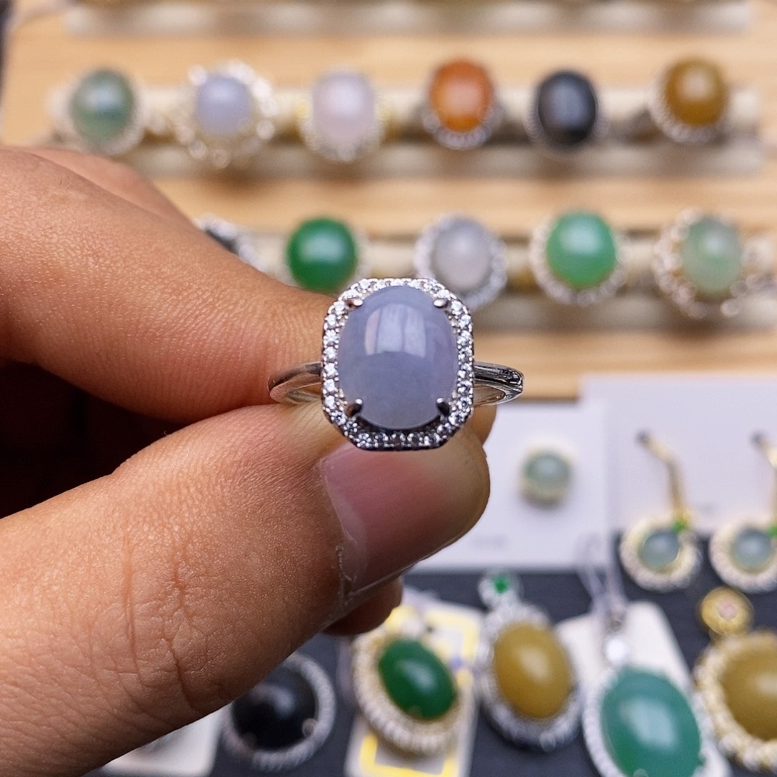 翡翠戒指银S925镶嵌/1231