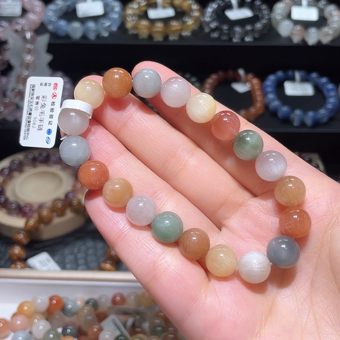 水晶手链未镶嵌兔毛手链，晶体通透