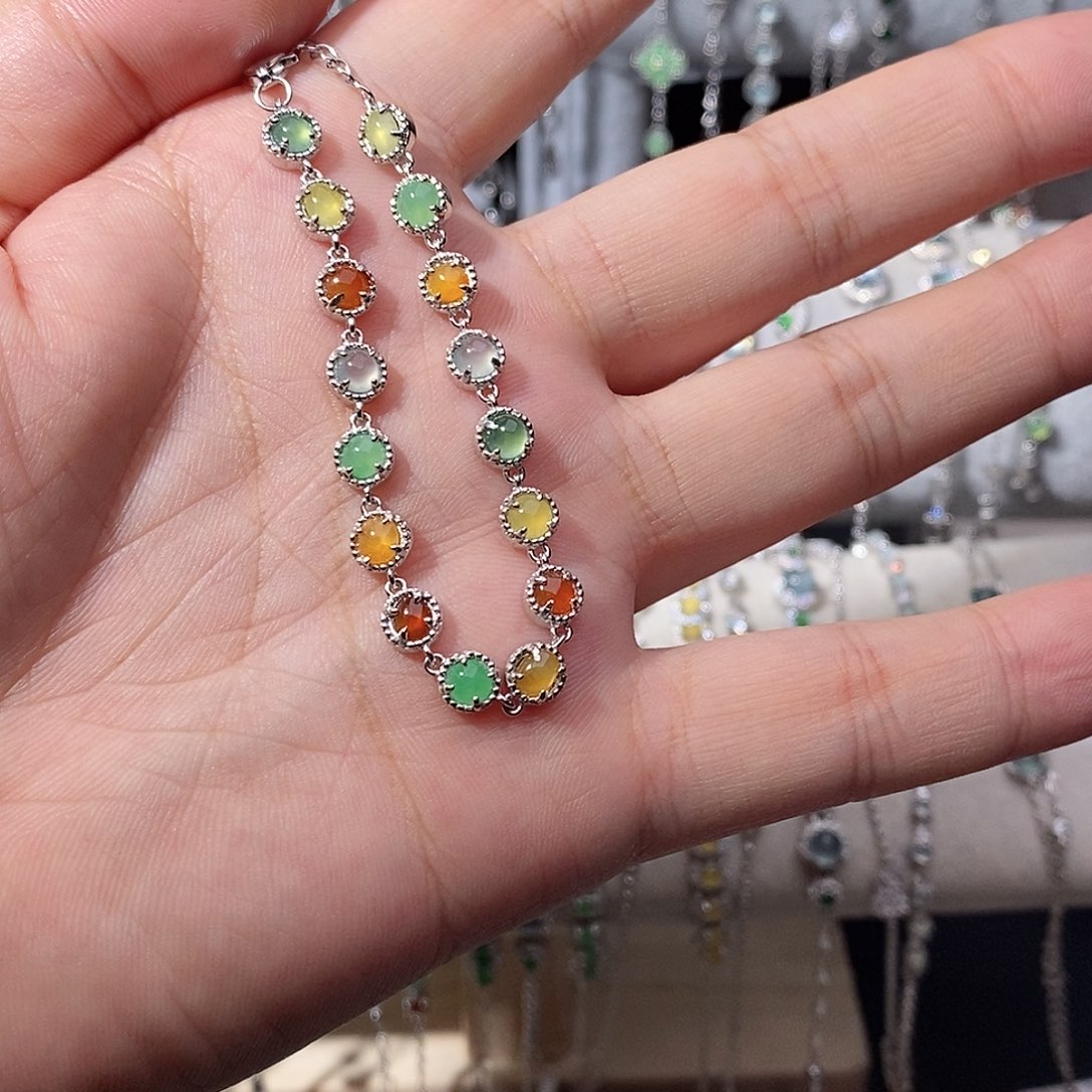 翡翠银S925镶嵌手链