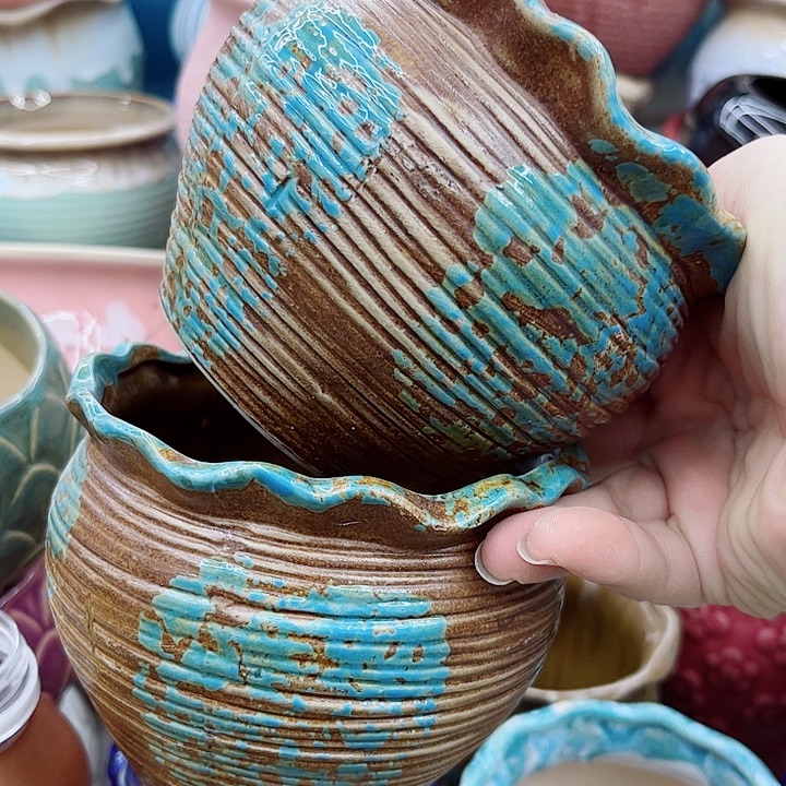 多肉绿植陶瓷花盆9.9包邮，有孔