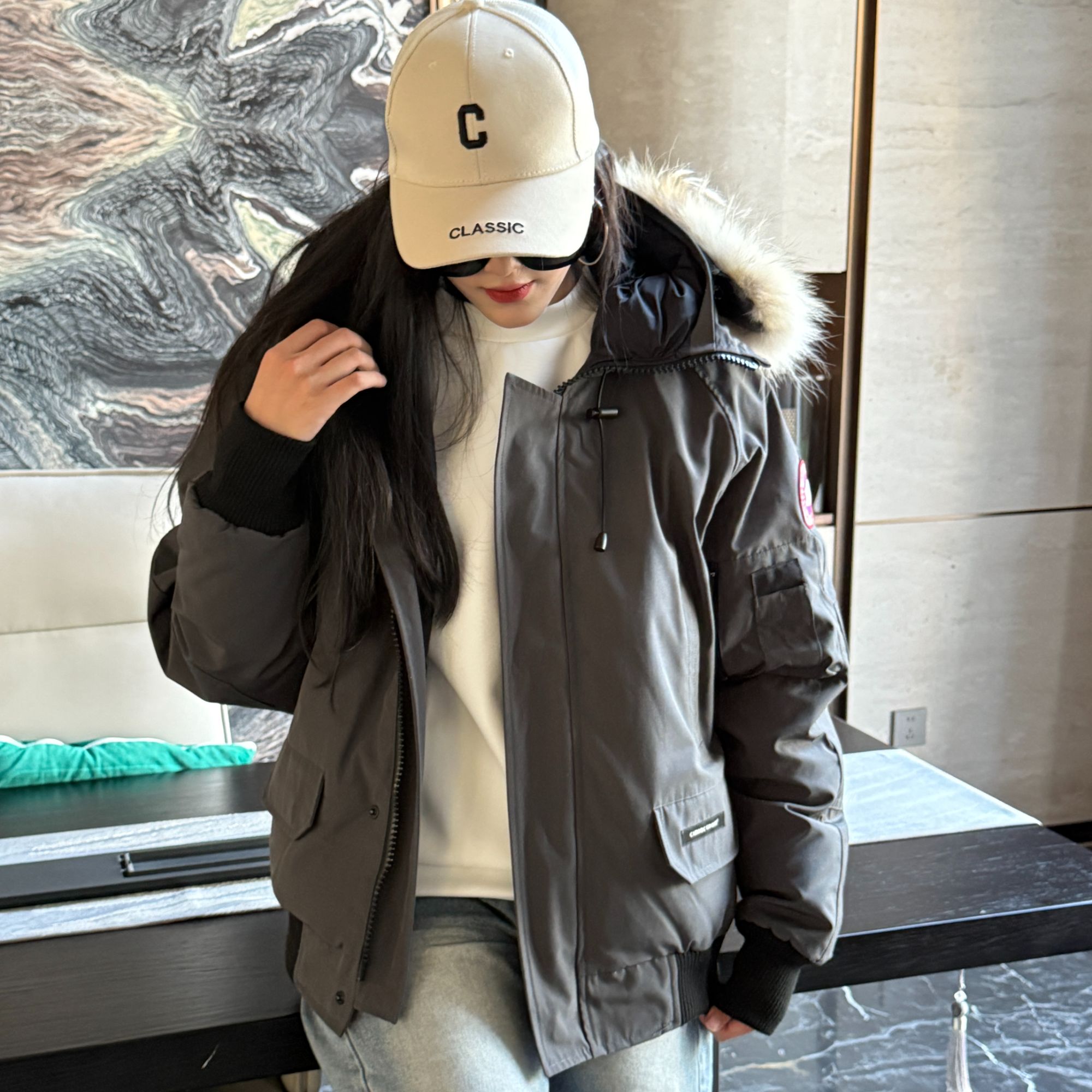 CAHOBC GOOSE夹克羽绒服男加厚保暖防风大码外套情侣休闲