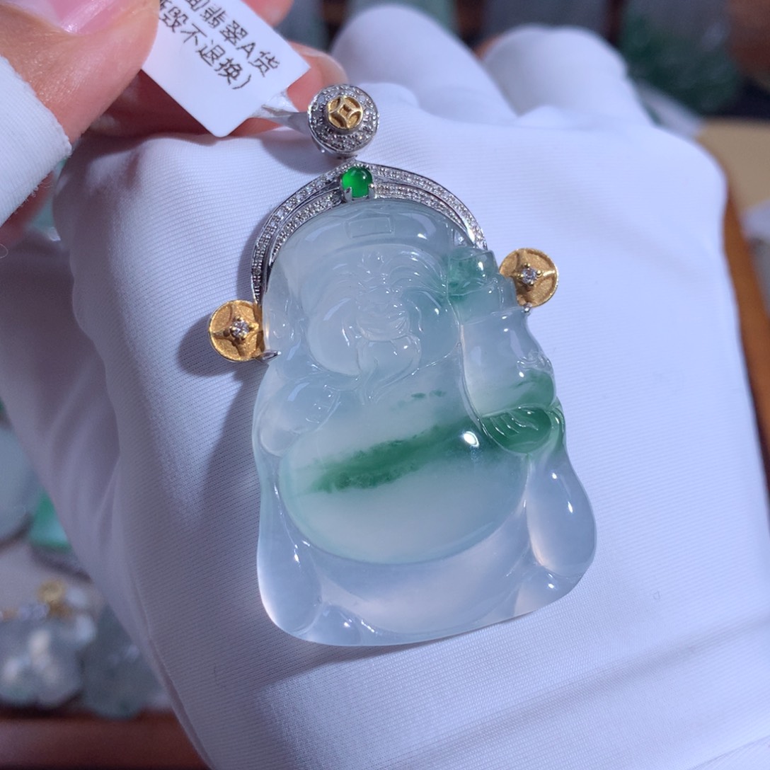 翡翠颈饰18K金镶嵌财财