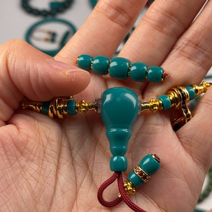 田***田玻璃毛衣链蓝色一套配饰