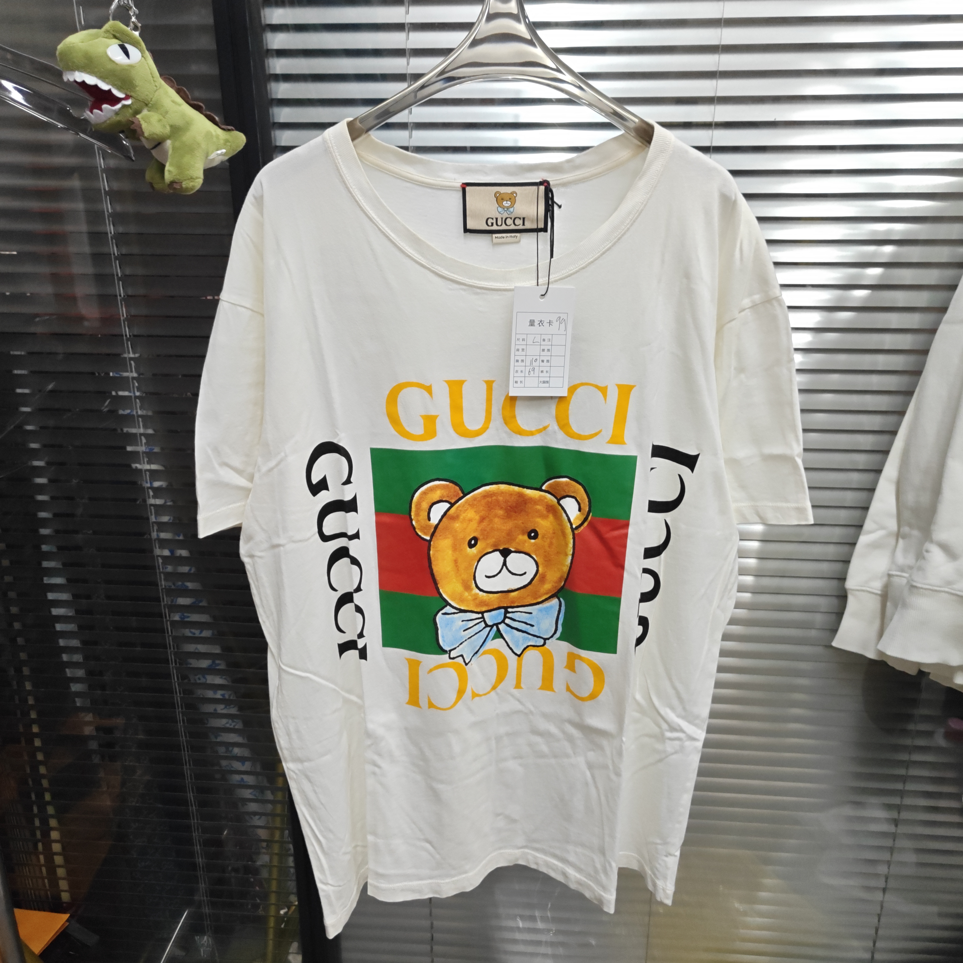 99新 GUCCI/古驰 小熊方块logo短袖/l码