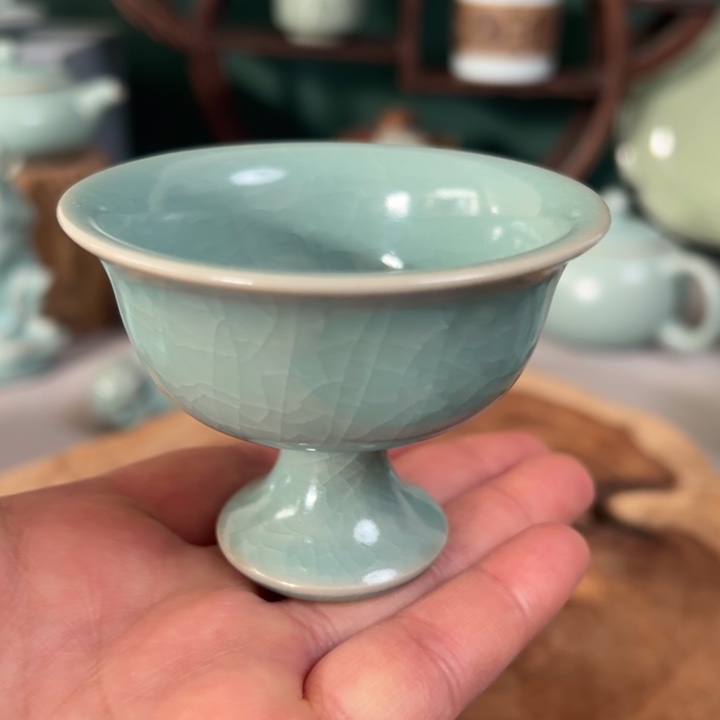 杯仿古釉手工高足杯一级
