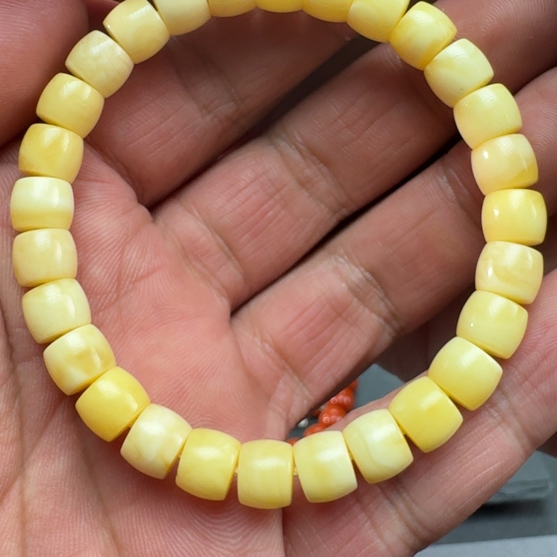 琥珀裸石未镶嵌怡*蜜蜡直切手串8mm