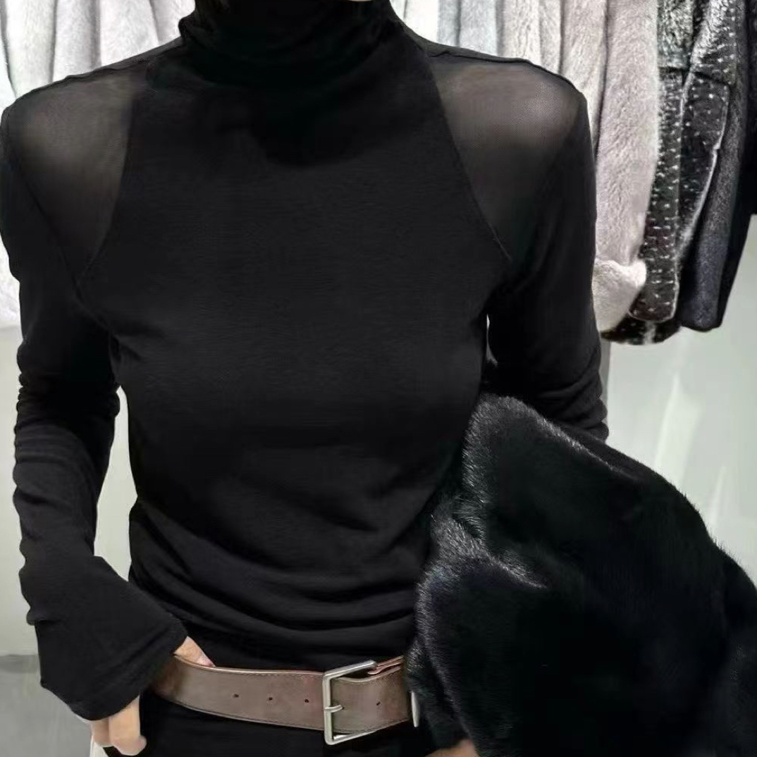 纯欲风女长袖秋季修身女T恤打底衫女士加厚网红