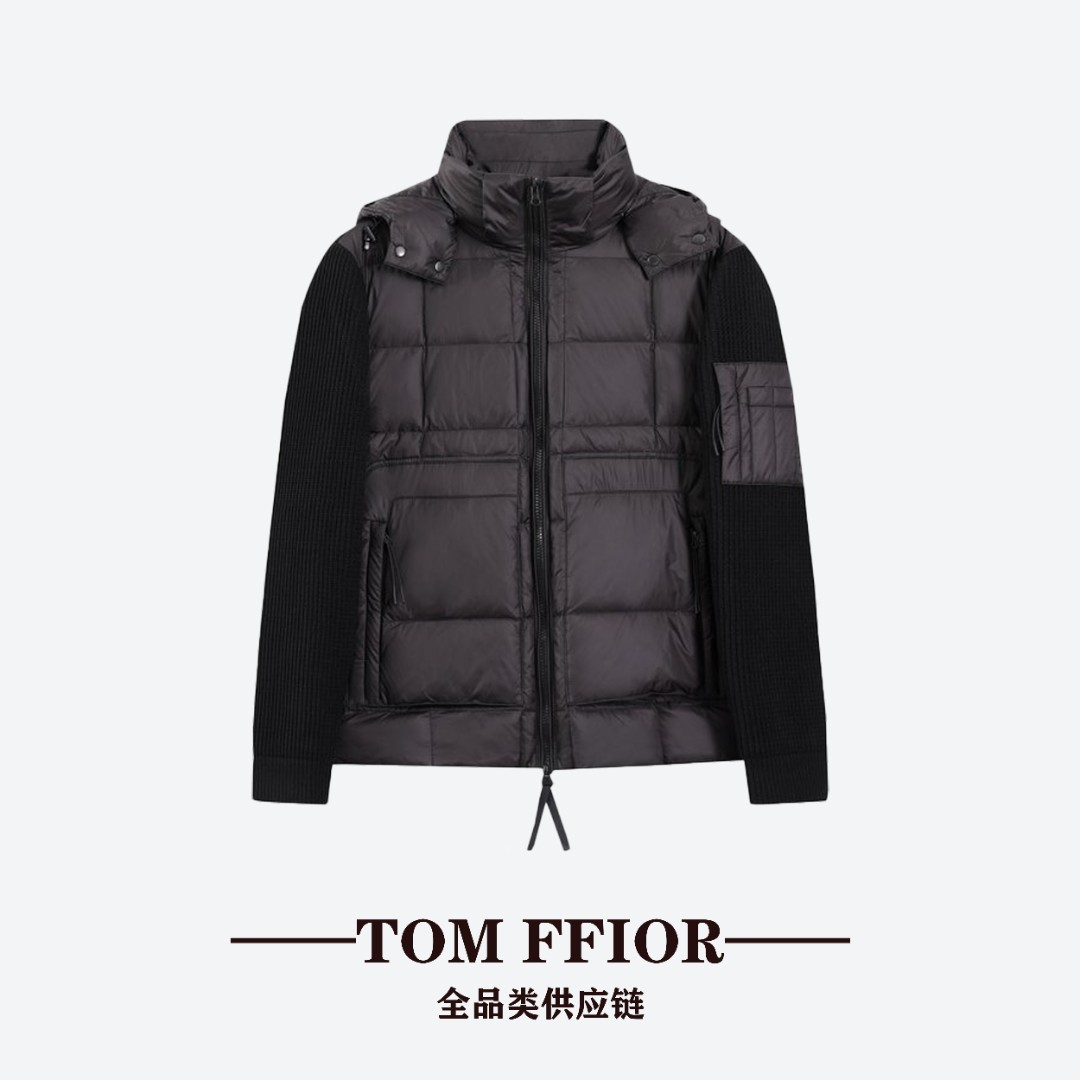 TOM FFIOR 【C*P-2.6w+】现代时尚！羊毛针织拼接羽绒服夹克外套8560