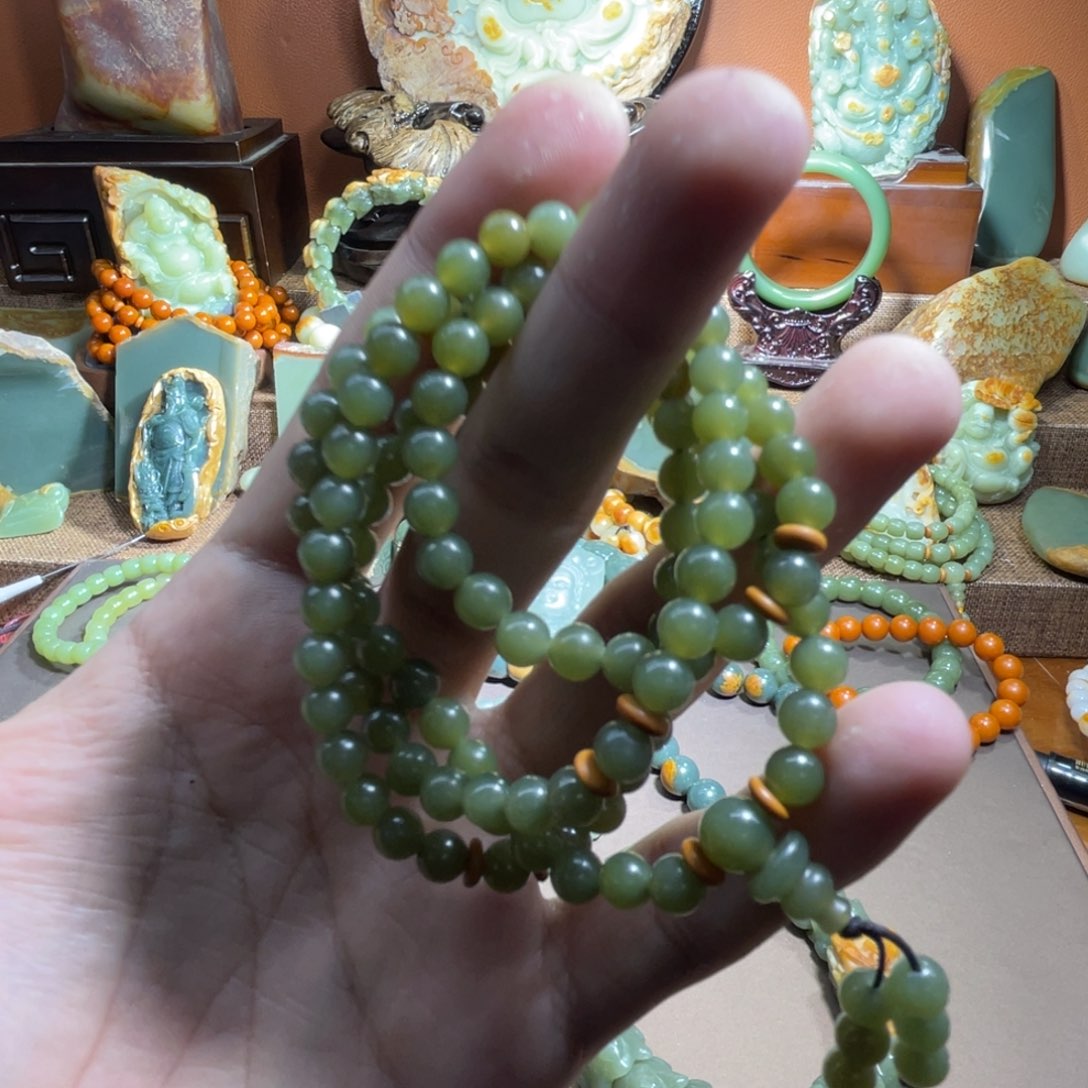 透闪石质玉108 卡6未镶嵌梧*