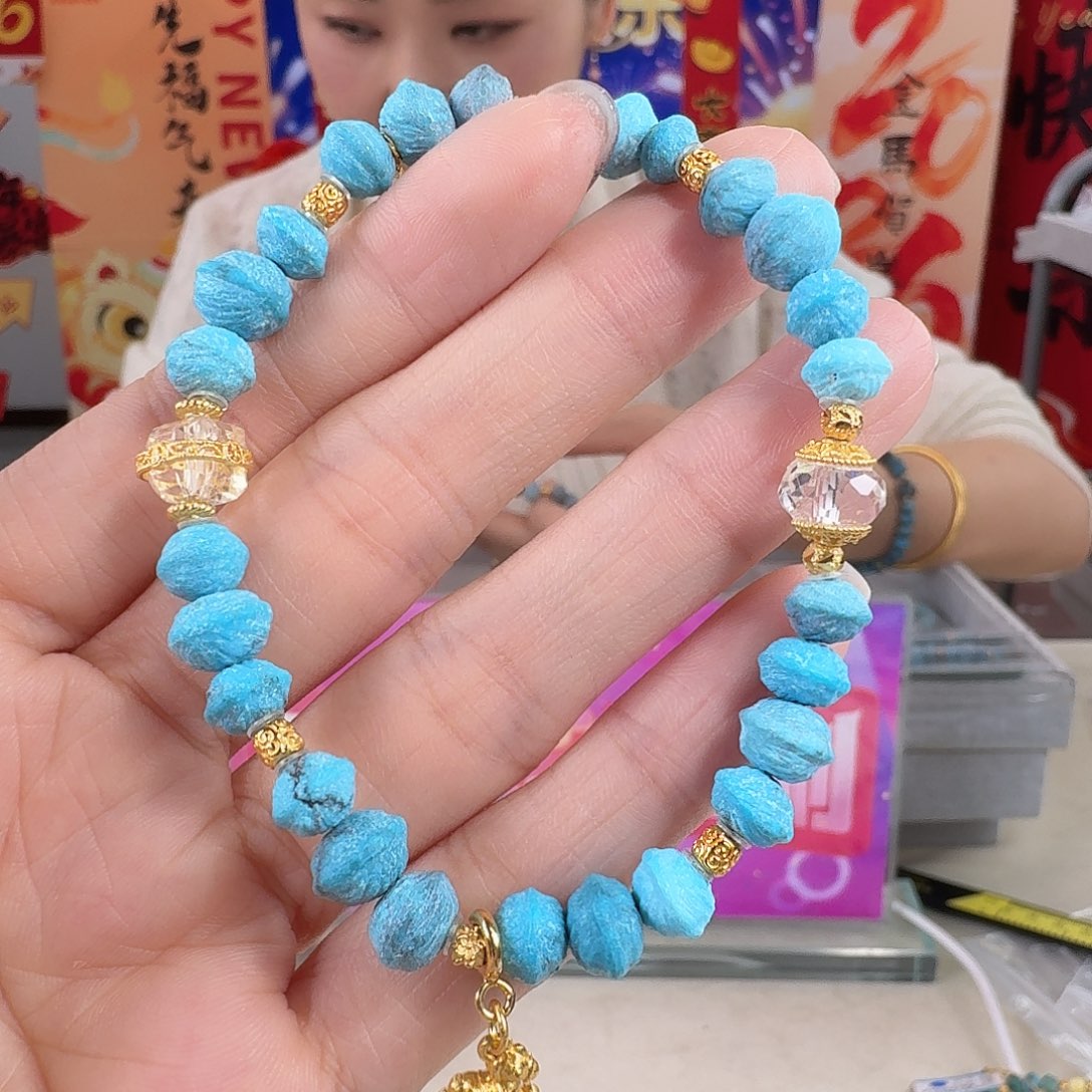 绿松石银S925镀金镶嵌珠宝奇石