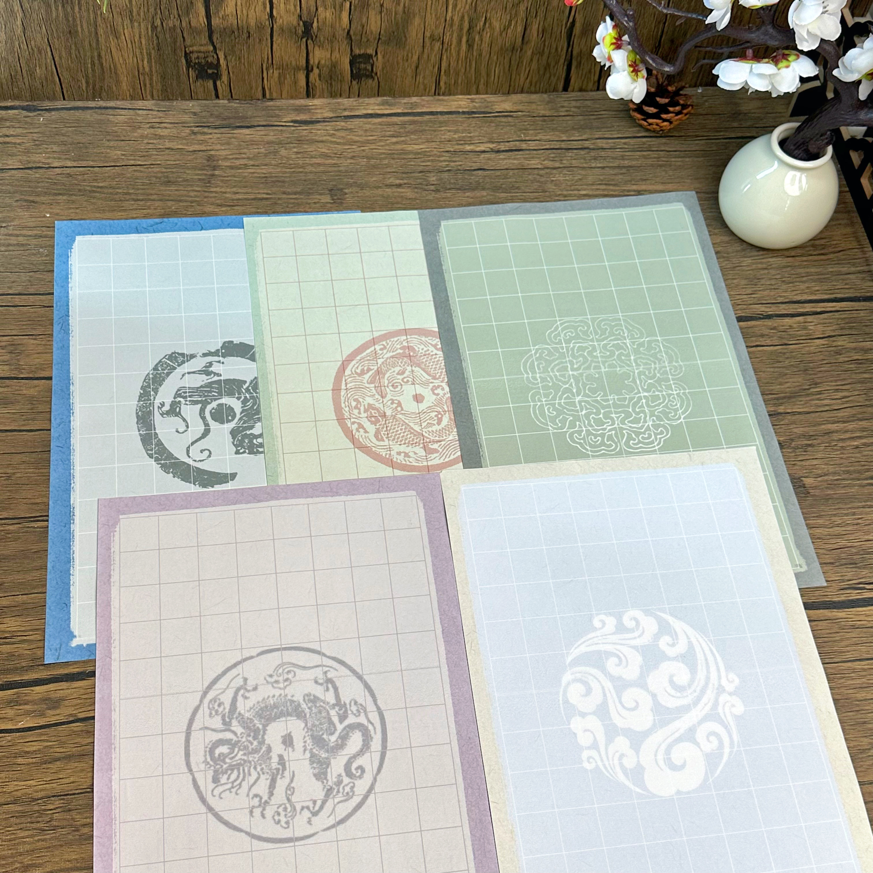 【灵瑞】微喷蜡染绢纸日课纸小楷练习不洇不透1包20张相同图案104格