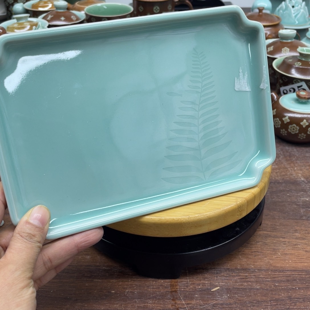 微瑕特价青瓷20.8*14茶盘