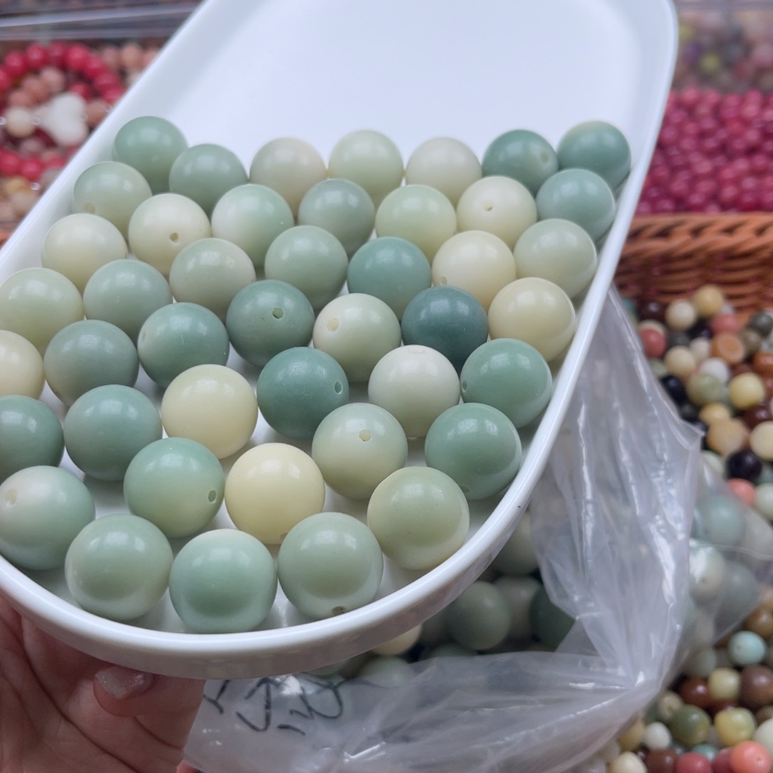 吊坠白玉菩提px47/18mm/10颗干磨青提圆珠瑕