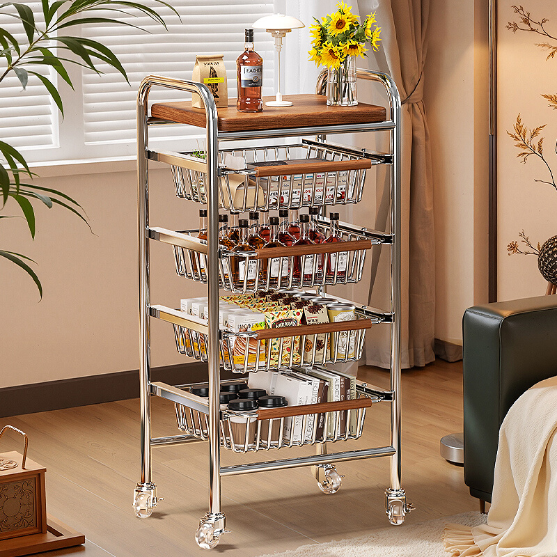 优勤中古风夹缝小推车置物架多层零食果蔬收纳储物架可移动多功能