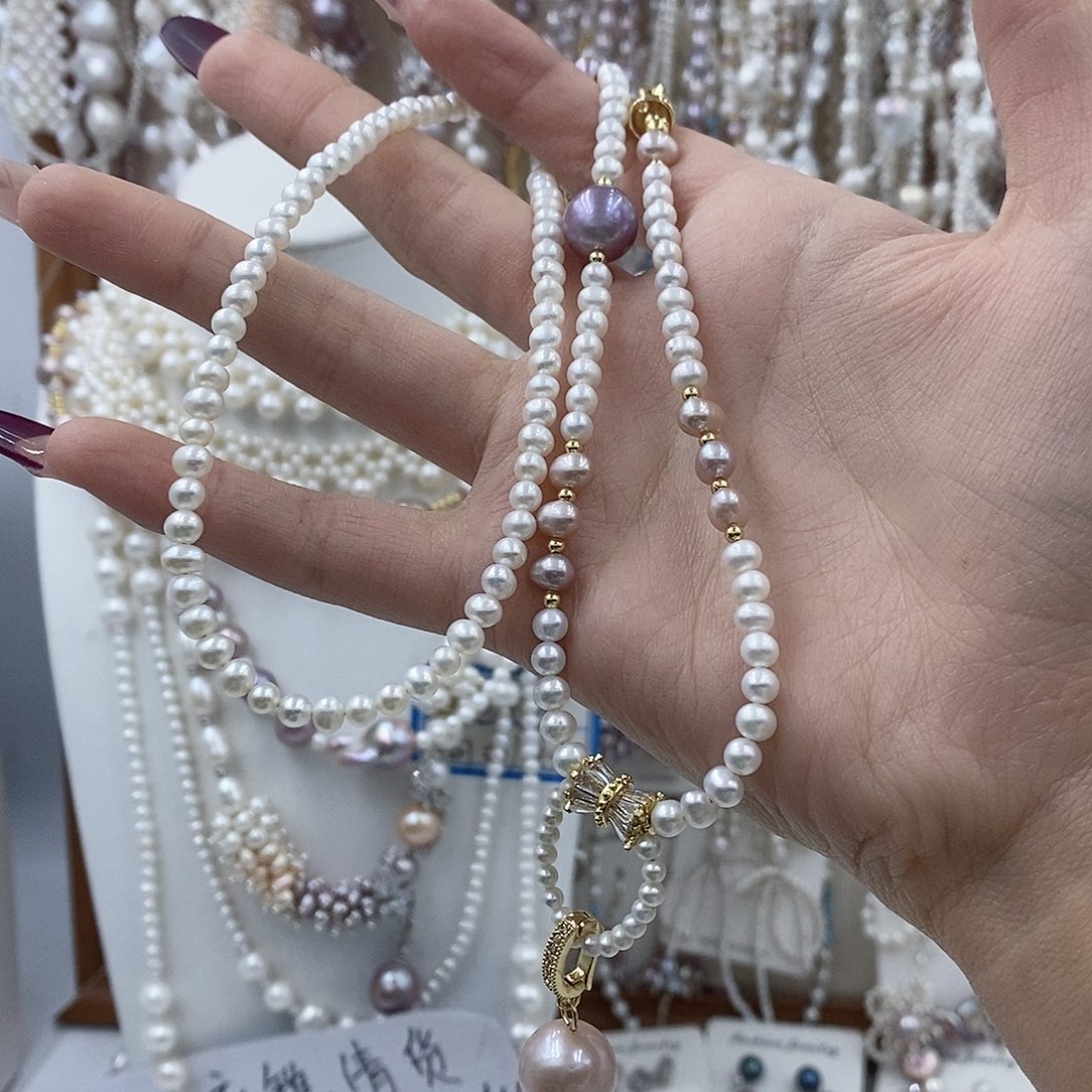 、***丁淡水珍珠耳饰银S925镶嵌