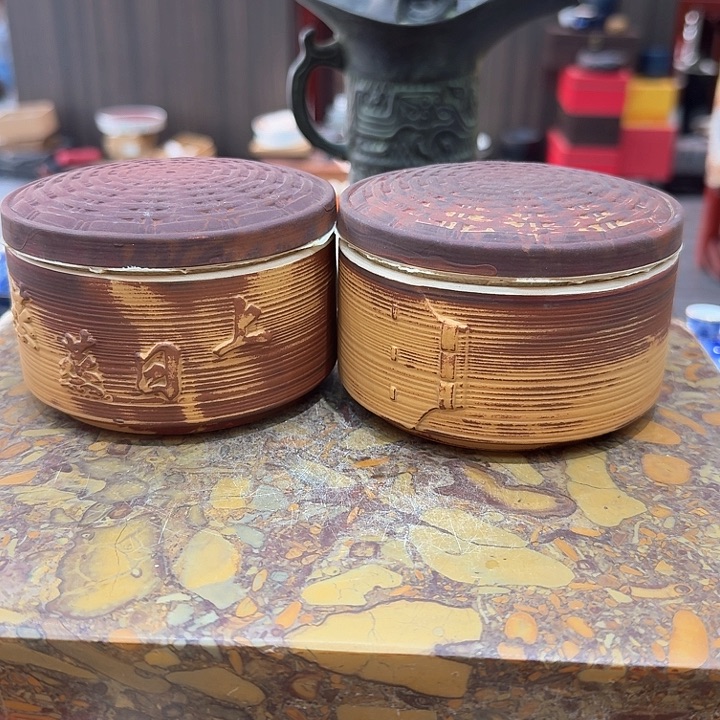 陶烧茶罐一组。。品茗