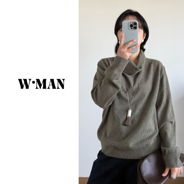 W·MAN“经典Ｂ入”法式浪漫荡领长袖柔软舒适针织衫
