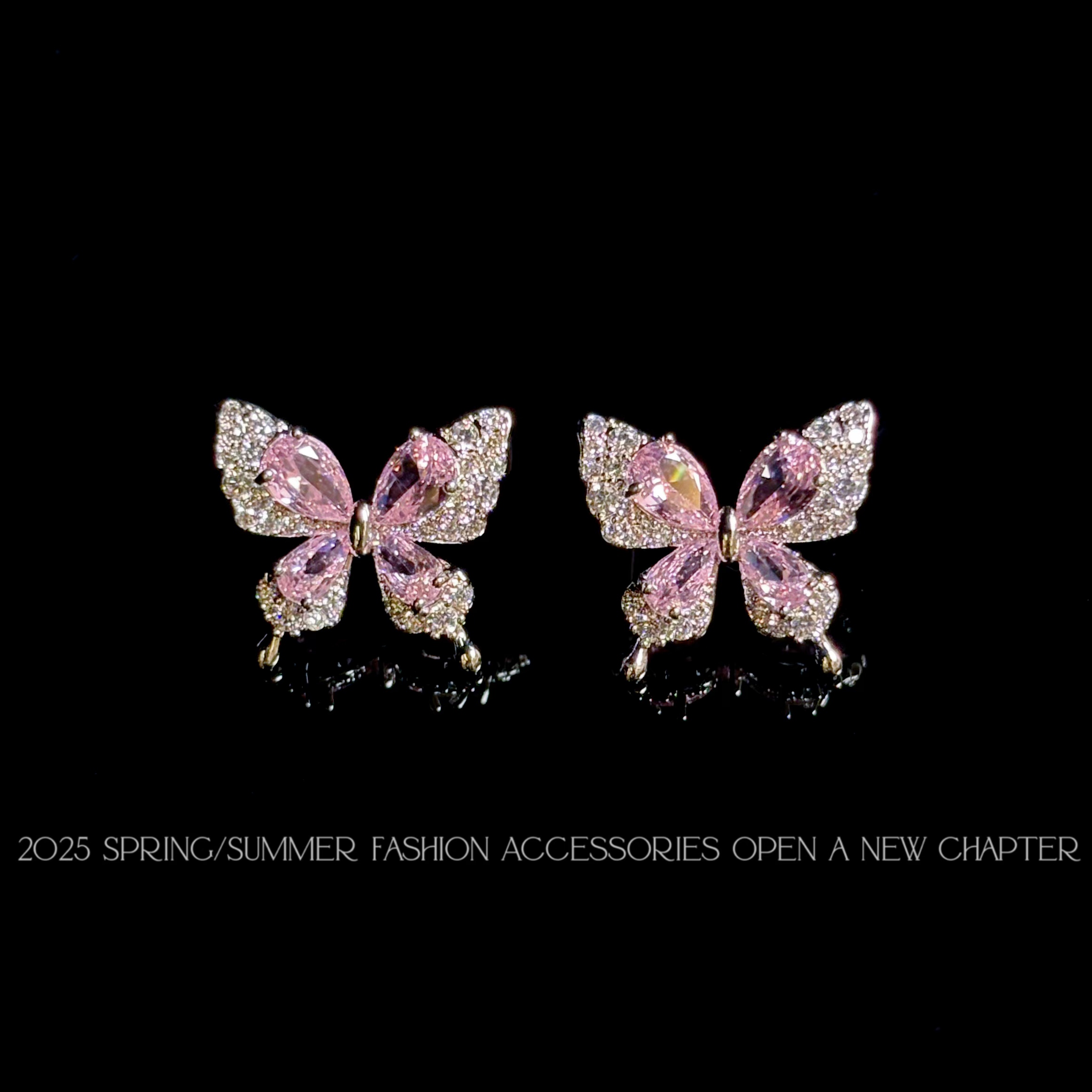 铜合金耳饰 镀k金 2025款C7881【春樱蝴蝶】Jeannie zoo 耳钉