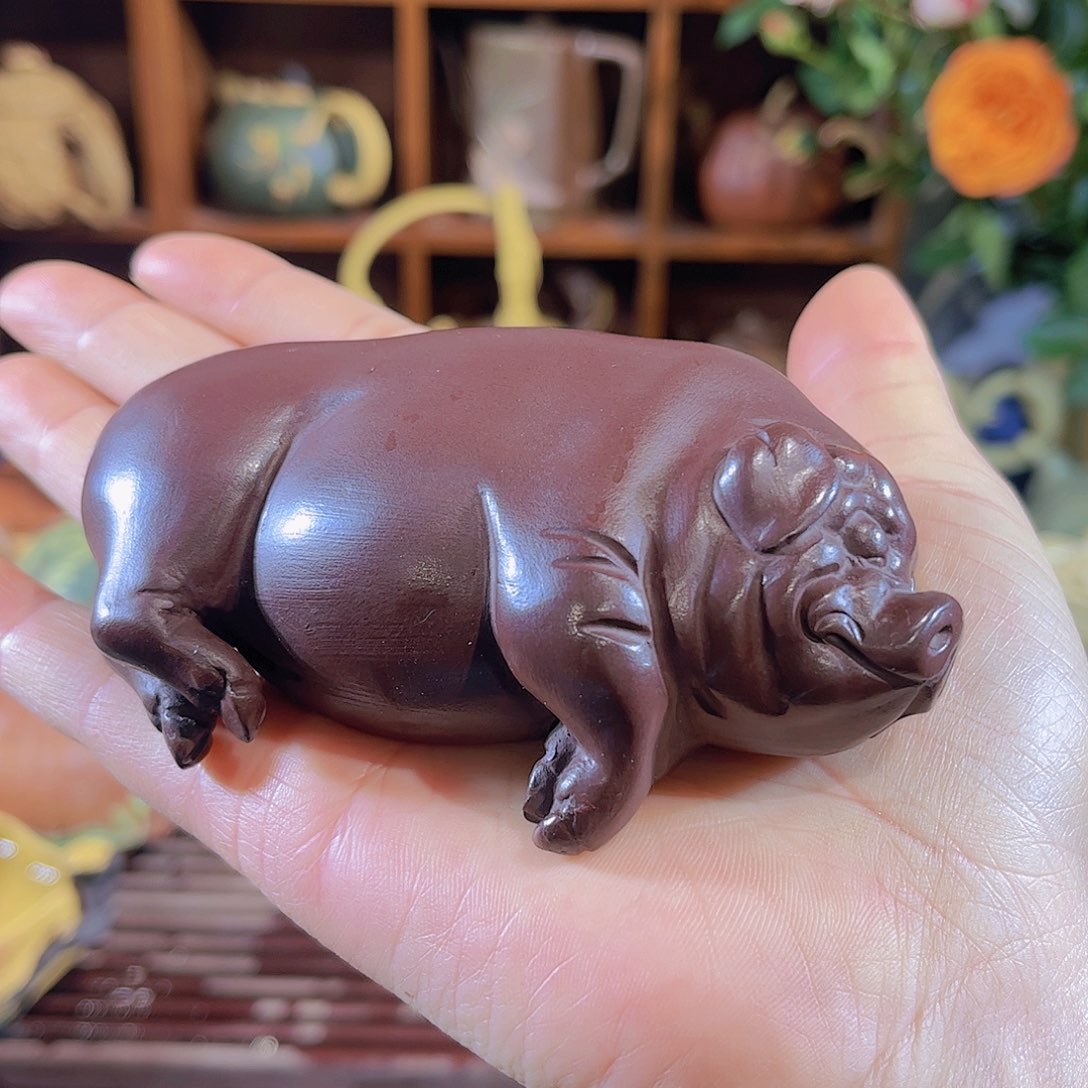 紫砂茶宠自杀躺平猪