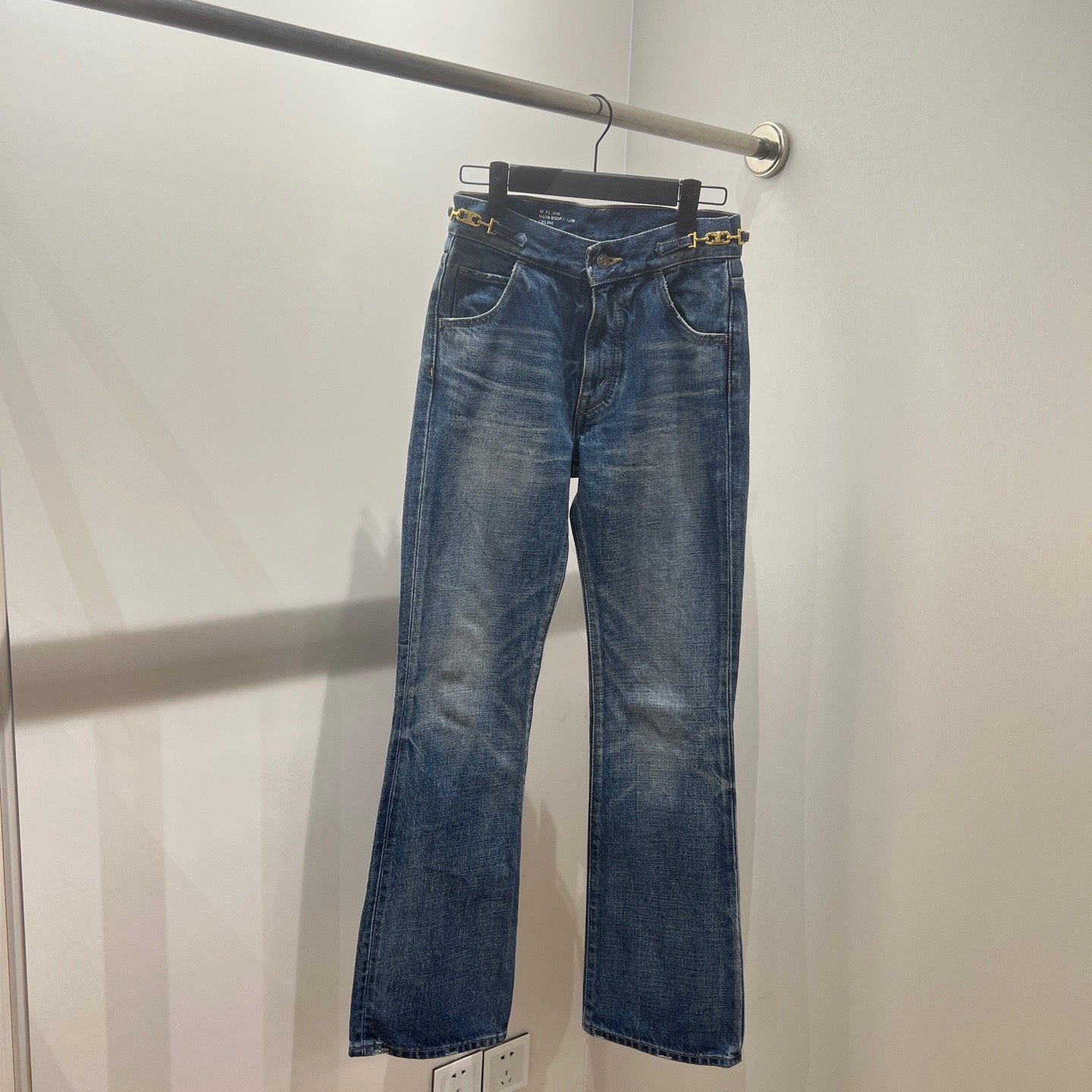 99新 Celine/思琳 au554/凯旋门logo金扣牛仔裤 24码 棉