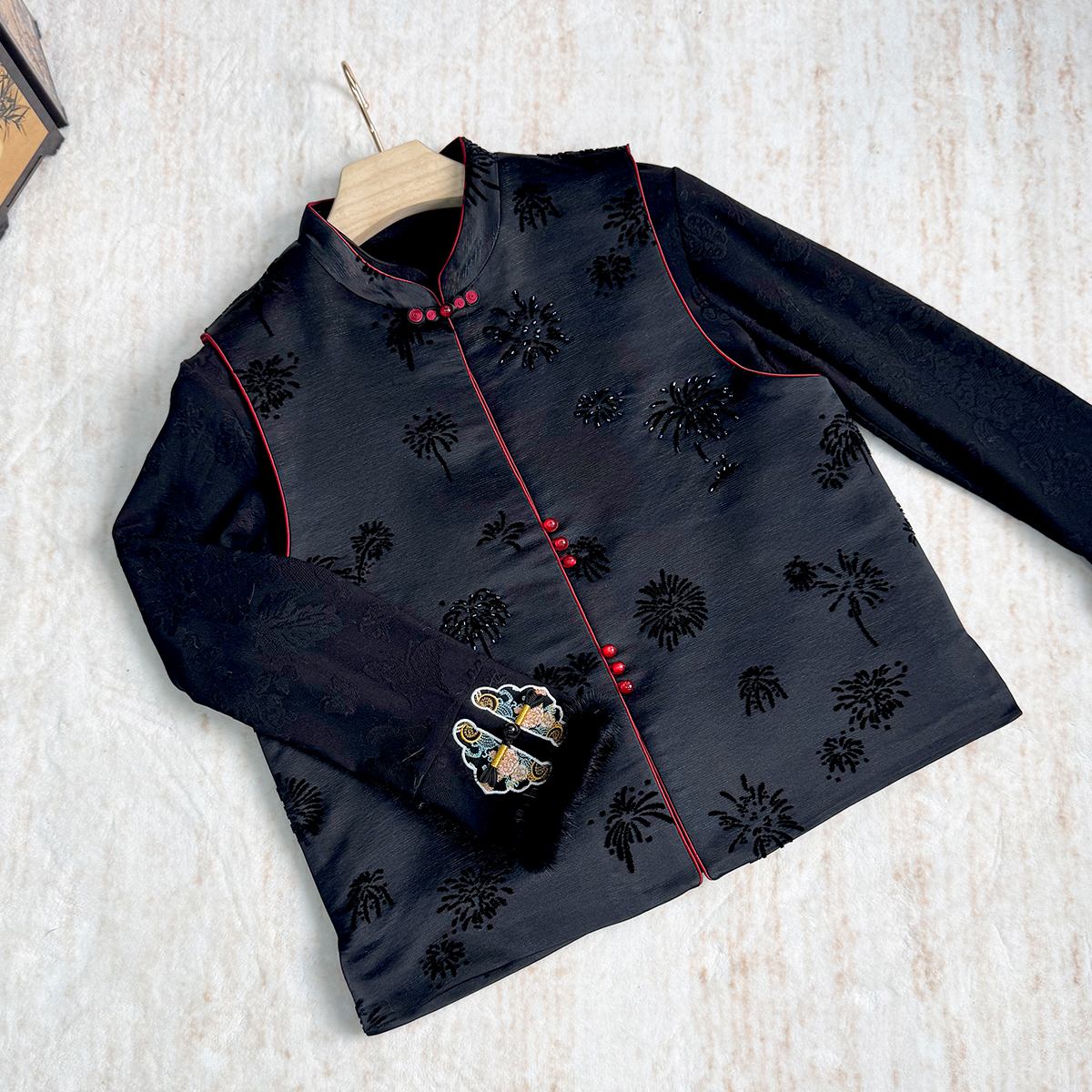 【卷卷新中式】“花样年华”戴春明带钢印漳缎拼真丝里布对襟马甲